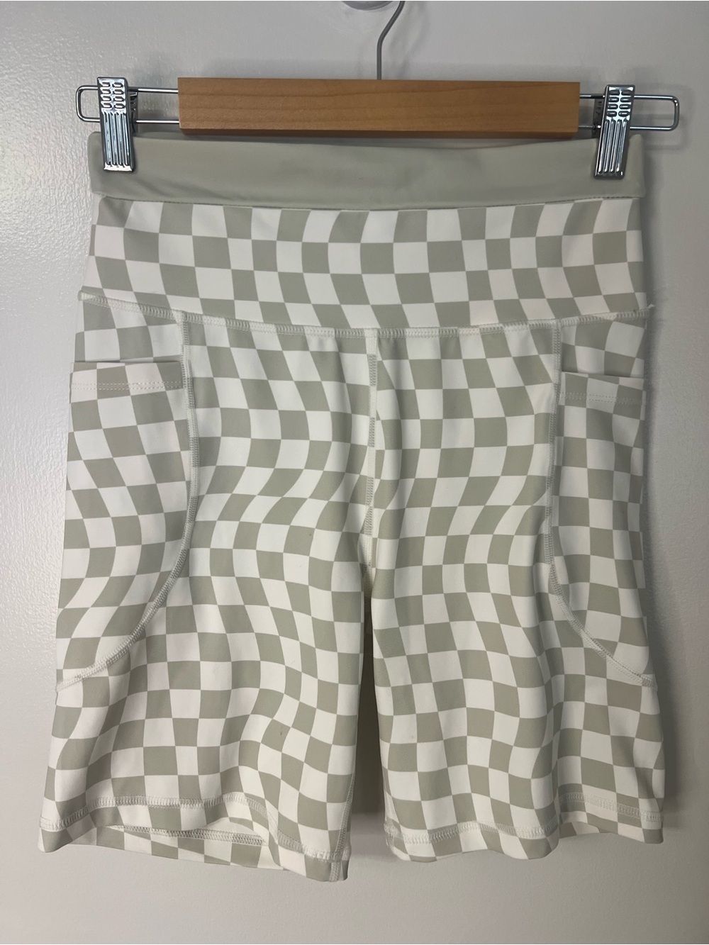 Wilo the Label Checkerboard High-Waist Pocketed Active Biker Shorts Athletic
